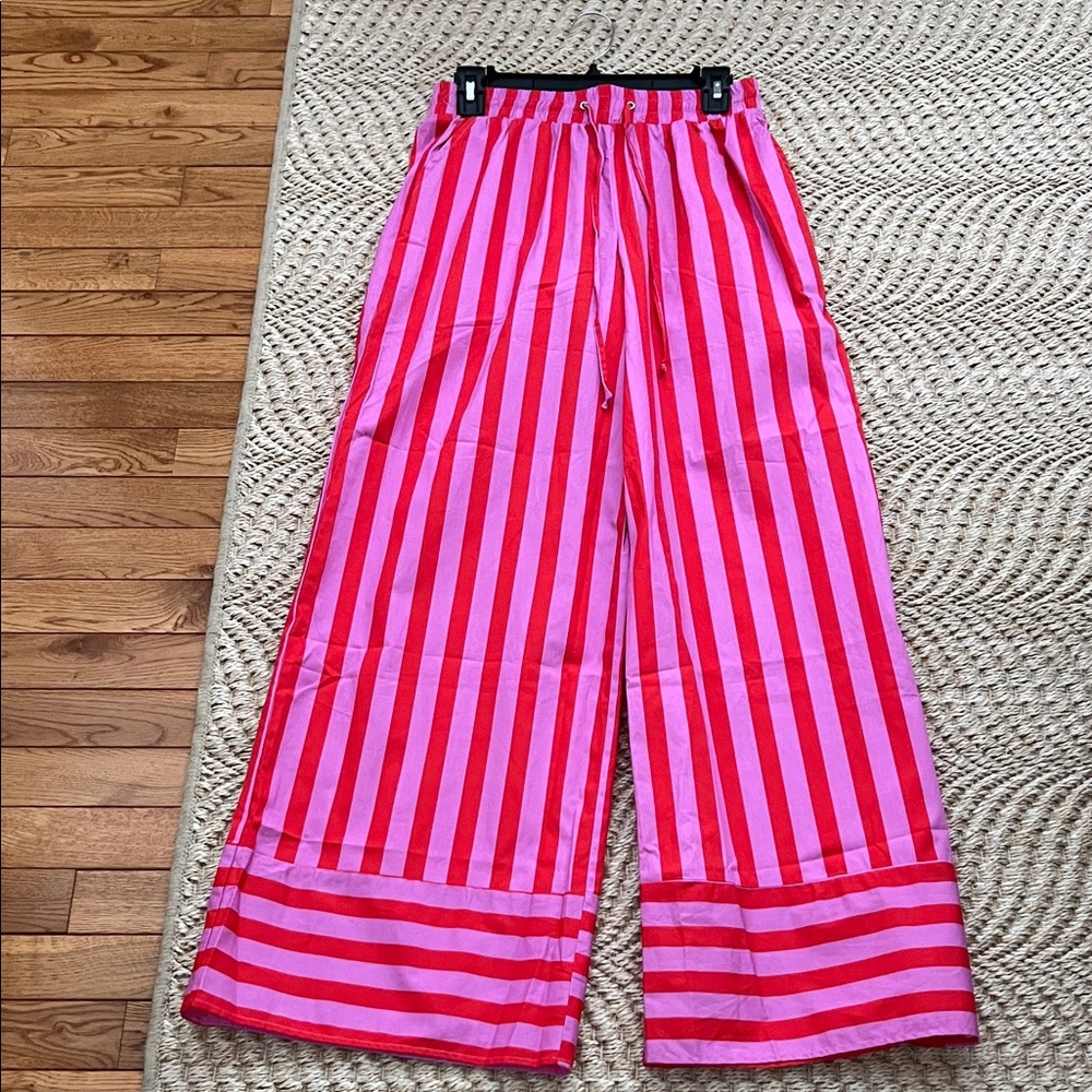 Women’s Striped Bottoms in Red and Pink Medium